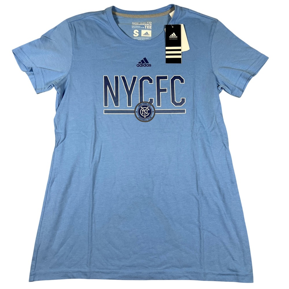 Adidas NYCFC The Goโ To Performance Tee Shirt Womens Small Soccer Blue